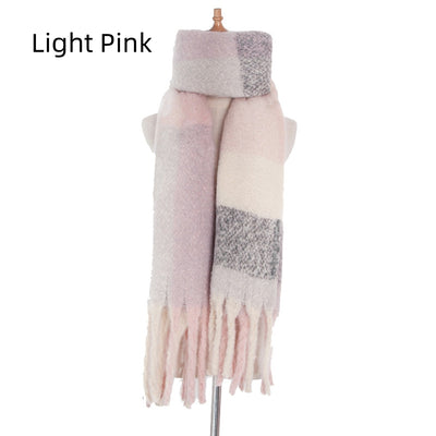 Coarse Fringed Plaid Stripes Scarf