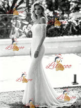 White Mermaid Lace Long Sleeve Wedding Dress