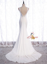 Light Blue Mermaid Beading Backless Prom Dress