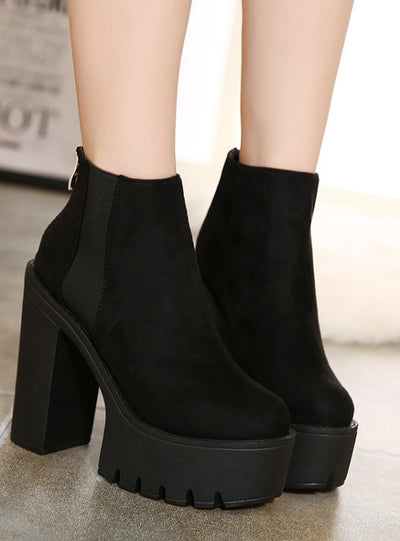 Suede Ultra-high Heel Waterproof Platform Shoes