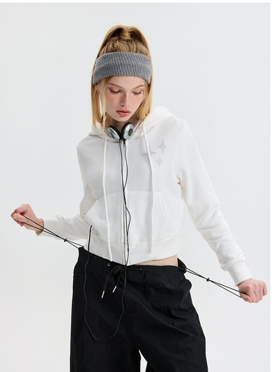 Sports Zipper Hooded Short Coat