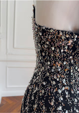 Black Halter Sequins Beading Prom Dress