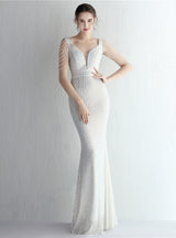 Mermaid V-neck Beading Prom Dress