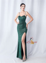 Mermaid Sequins Spaghetti Straps Prom Dress