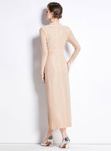 Three-dimensional Flower Slim Sequined Gauze Dress