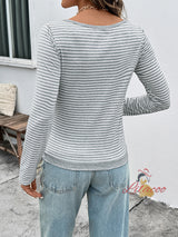 Autumn Casual Striped Pullover T-shirt