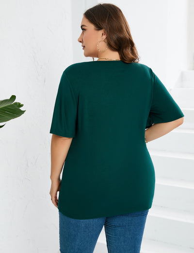 Horn Sleeve Short Sleeve Lace Stitching T-shirt