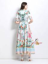 Retro Palace Printed Silm Waist Dress