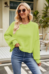 Loose Short Pullover Long Sleeve Round Neck Sweater