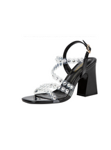 Thick-heeled Rhinestone Transparent Sandals