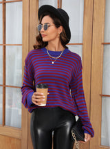 Striped Contrast Long Sleeve Sweater