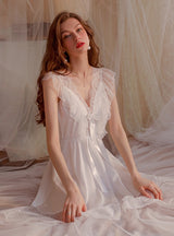 Sexy Perspective Lace V-neck Suspender Nightdress