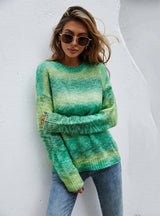 Women Rainbow Pullover Color Sweater