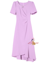 Purple Short Sleeve Pleats Mother Of The Bride Dress