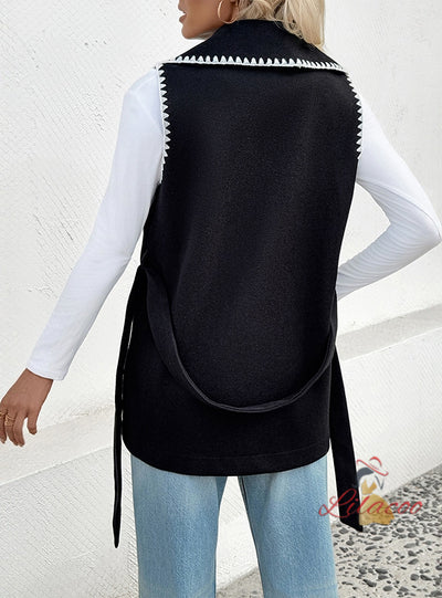 Casual Lapel Contrast Vest Coat