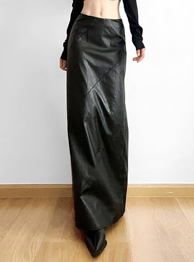 Pu Leather Slim Low Waist Skirt