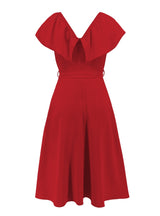 Sexy V-neck Lotus Leaf Sleeve Slim Dress