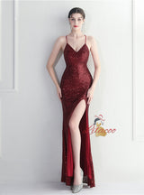 Mermaid Sequins Spaghetti Straps Prom Dress