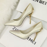 Metal Hollow Suede Stiletto Heels Shoes