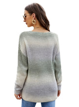 Long-sleeved Loose Knit Gradient Pullover Sweater