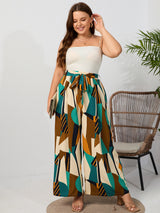Wide-leg Printed Loose Plus Size Pants