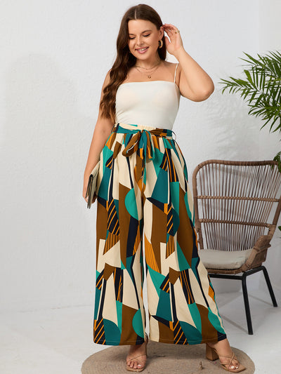 Wide-leg Printed Loose Plus Size Pants