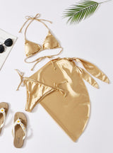 Satin Strap Swimsuit Three-piece Bikini