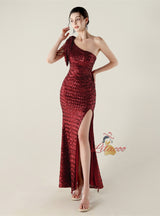 One Shoulder Mermaid Split Prom Dress