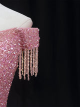 Pink Tulle Sequins Beading Homecoming Dress