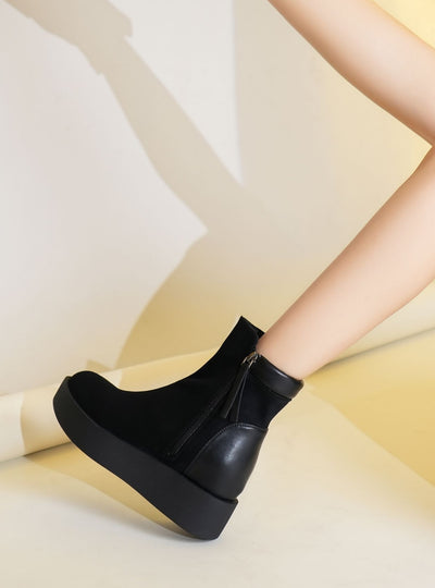 Thick-soled Splicing Side Zipper Boots