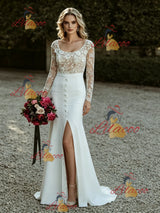 White Mermaid Long Sleeve Lace Wedding Dress