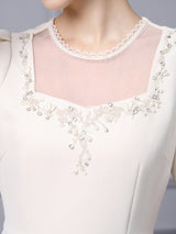 Apricot Short Sleeve Beading Mother Of The Bride Dress