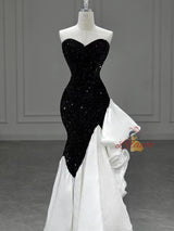 Black Mermaid Sequins Sweetheart Prom Dress