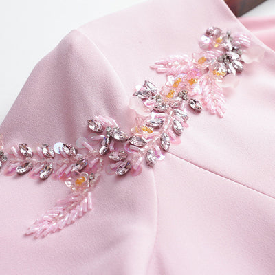 Pink V-neck Mother Of The Bride Dress