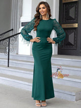 Contrasting Lantern Sleeve Party Dress