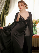 Sexy Backless Lace-up Ice Silk Suspender Nightdress