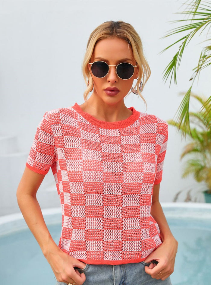 Plaid Beach Seaside Short Sleeve T-shirt