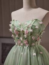 Green Tulle Beading Homecoming Dress