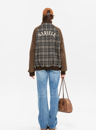 Plaid Contrast Warm Loose Cotton-padded Jacket