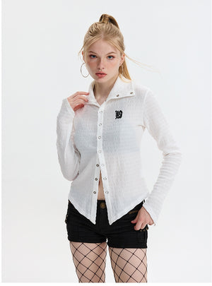 Lapel Long Sleeve Shirt T-shirt