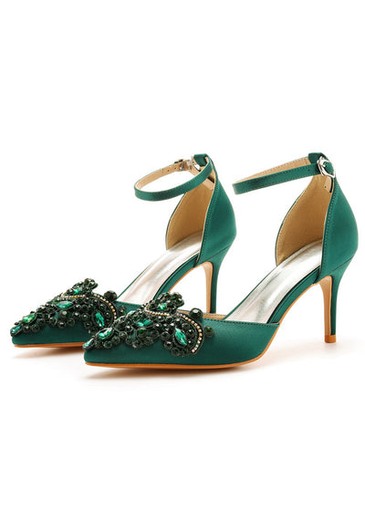 7 cm Rhinestone Pointed Stiletto Sandals