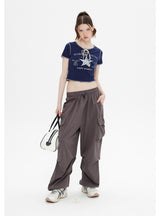 Lace Up Retro Short Sleeve T-shirt