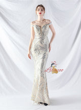 Mermaid Off the Shoulder Sequins Prom Dress