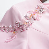 Pink V-neck Short Sleeve Mother Of The Bride Dress