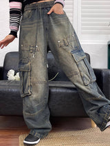 Loose Pocket Jeans Pant