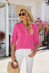 Solid Color V-neck Chiffon Shirt