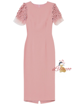 Pink Scoop Short Sleeve Mother Of The Bride Dress