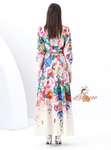 Long Sleeve Floral Print Long Dress