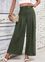Solid Color High Waist Wide Leg Casual Pants