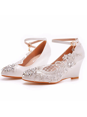 Pointed Wedge Heels Wedding Shoes
